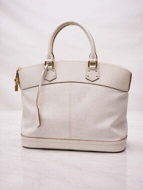 Authentic Louis Vuitton Lockit MM White Leather Satchel Tote Luxury Handbag